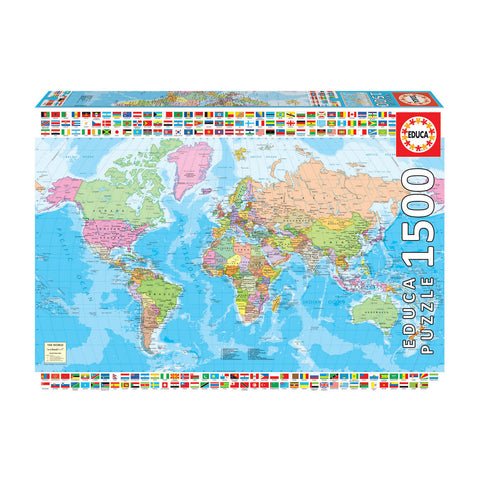 Educa Map of The World With Flags 1500 Piece Puzzle
